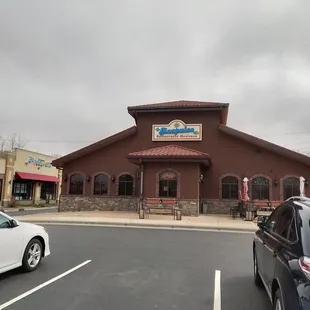 Outside the restaurant.