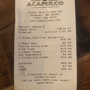 Beverages are much more reasonable than what we typically pay