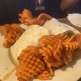 Fajita style wrap - teen son gave it 2 stars, no flavor and fries were barely warm and soggy