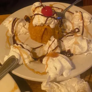 Fried ice cream - both boys were disappointed it wasn't crunchy but enjoyed the sauce