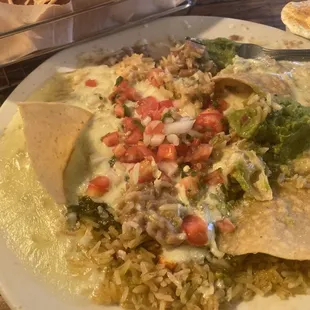 5 layer scoop - standard beans/rice/cheese, added some guac for flavor