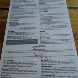 Front of the menu.
