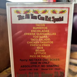 All you can eat, brought to your table.