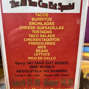 the menu