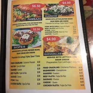 menu