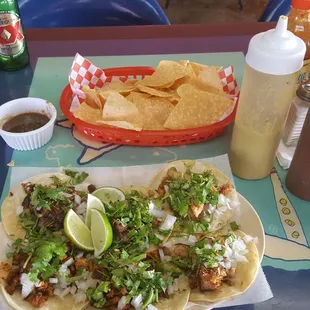 Six tacos, 2 Lengua, 2 al Pastor &amp; 2 Suadero!