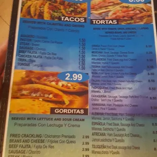 New menu! Unfortunately some prices have risen.