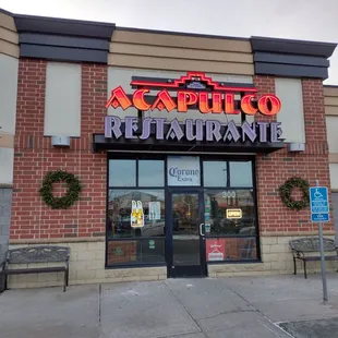 Outside the restaurant.