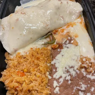 Chicken &amp; shrimp fajita burrito