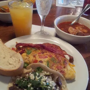 Taco, Omellette and Menudo