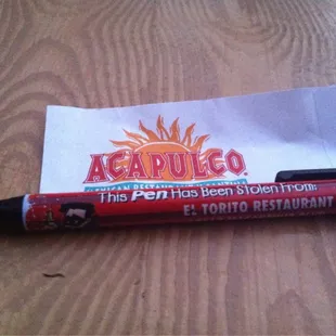 Check out this pen that they gave us to use on our cc receipt! So Gangsta!