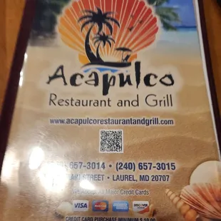 Menu cover