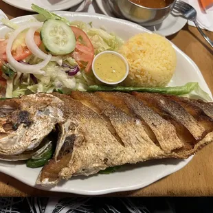 Whole fried snapper! Crunchy outside and tender inside!