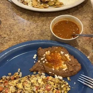 Machacado Plate and Chilaquiles