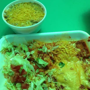 Cheese enchiladas and beans