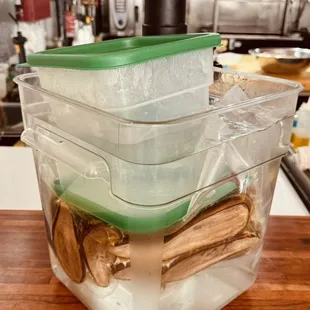 Sous vide prep of the Cured Eggplant