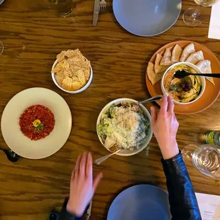 Caesar Salad and Hummus and Red Pepper Tartare