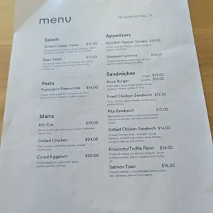 menu