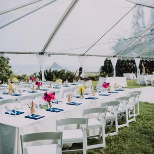 Beautiful clear tent, banquet tables and dance floor (without topper) from Accel rentals PC:  Christie Pham Photography