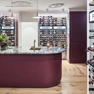 a wine rack with wine bottles