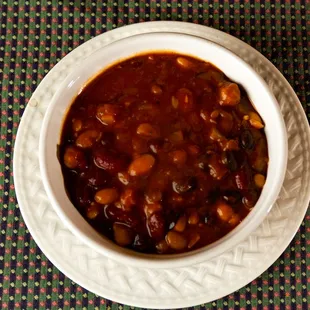 a bowl of chili and beans
