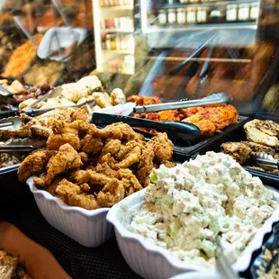 a variety of food items on display