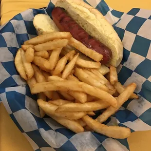 Make the kids happy with a hot dog and fries