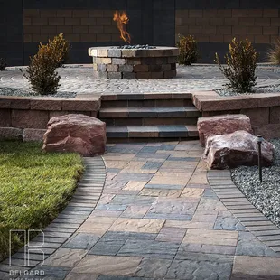 a fire pit in the background