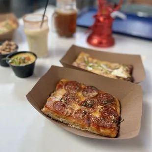 Sicilian style pepperoni pizza