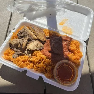 Jollof Rice , chicken, beef