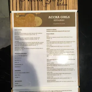 menu