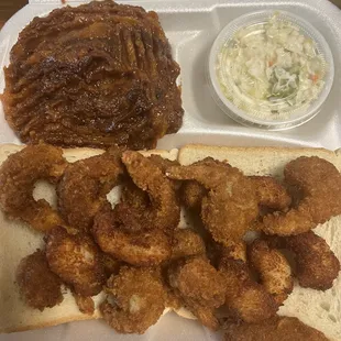 fried onion rings and coleslaw