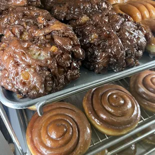Apple Fritter, Cinnamon Roll and Bearclaw