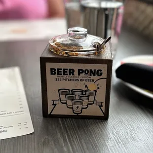 Beer pong for $25 and some excellent table sauce