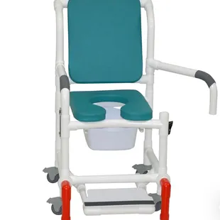 PVC Rolling Sower Chair with Soft seat and mesh backrest or upgrade for  soft back cushion