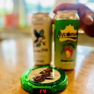 Order buzzer. Local craft can beer.
