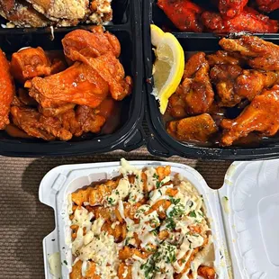 a variety of chicken wings