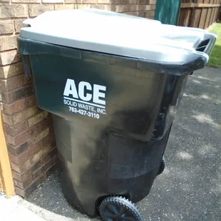 My recycling can - the only thing left after cancelling my trash service.