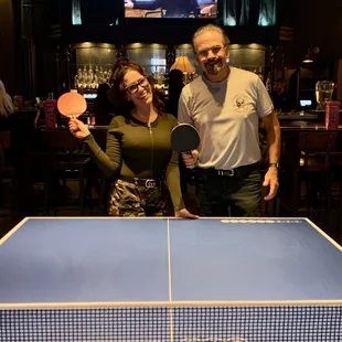 My daughter and me. We played for the duration. She is pretty good for not playing table tennis for 30 years