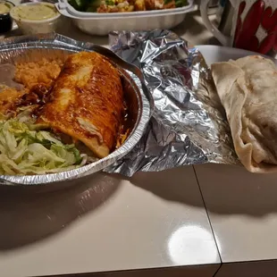 Fish burrito and chimichanga plate. Carne asada plate (not in picture)