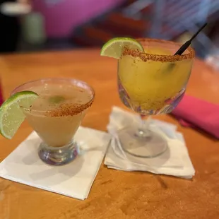 Mango margarita and a Mexican martini
