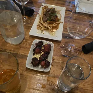 Bacon Wrapped Dates and Jalapeno Bistro Fries