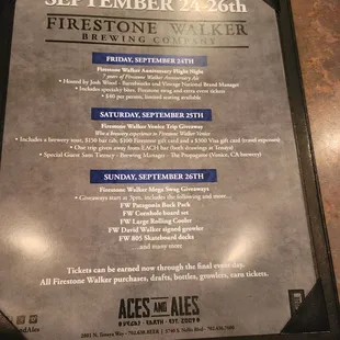 the menu for the fire stone walker