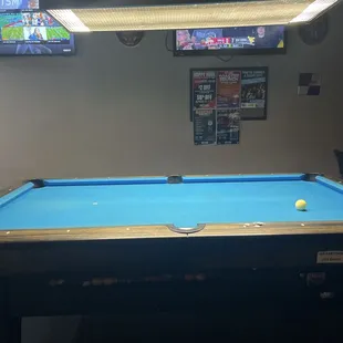 One of two pool tables