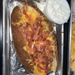 Plain Jane with bacon, cheddar, and sour cream