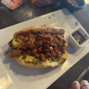 The Choripan - it&apos;s an Argentinian sausage sandwich with a chimichurri sauce. I added mustard and chili on this one.