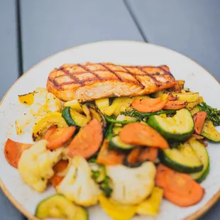 Pan Seared Salmon: Pan Seared Salmon + Sautéed Vegetable Medley