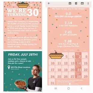 Celebrating 30 Years On Every Friday In the Month of July - Achatz Handmade Pie!  7/8/2023