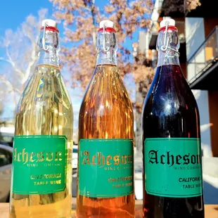 three bottles of wine