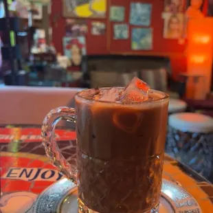 iced peanut butter latte with almond milk